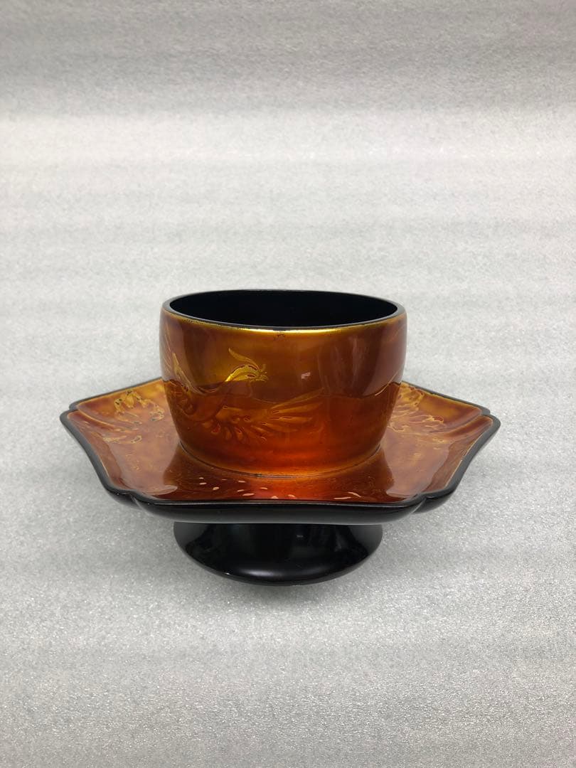 輪島塗　若島量平作　時代型　天目台　共箱