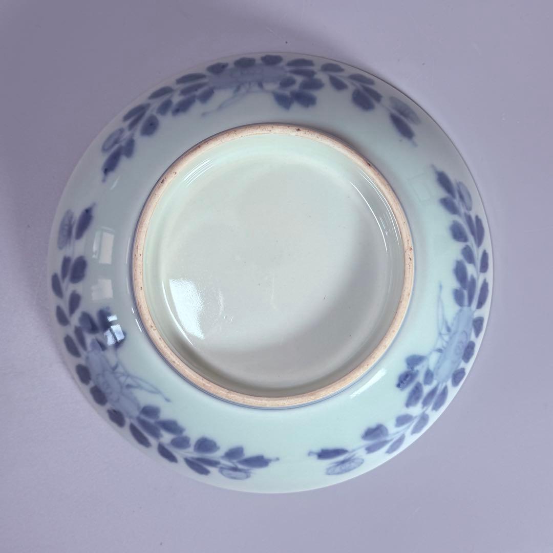 後期鍋島　献上品　色絵宝珠文高台皿　櫛文様高台　共箱　赤絵　桜文様