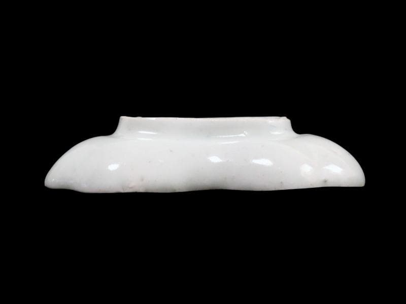 古伊万里　染付　型刷印判　幾何学文様の図　変形皿　E578 AS-CWh