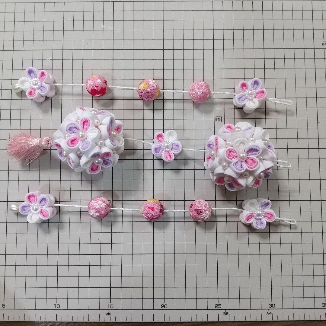 つまみ細工 吊るし飾りと雛飾りセット 雛壇 ピンク