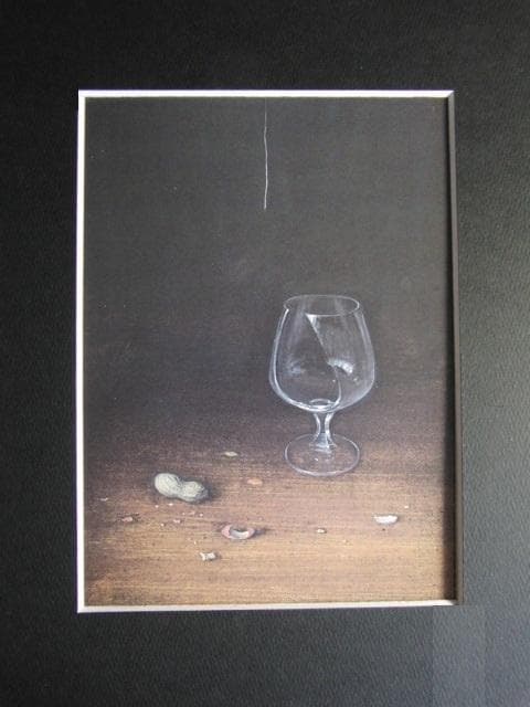 星野真吾、【落花生】、希少な額装用画集より、状態良好、新品額装付