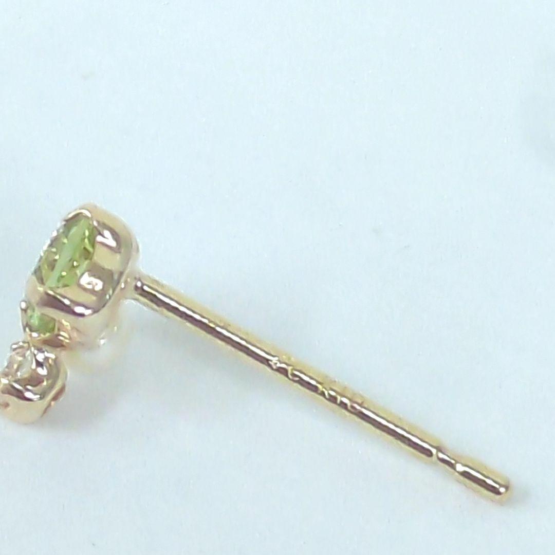 ヨンドシー 4℃ K10 ピアス ライトグリーン クリスタルラインストーンパール