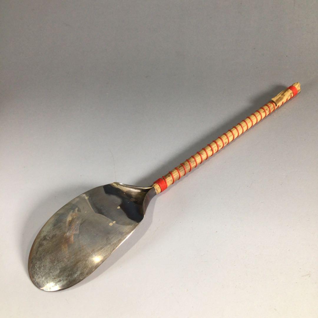 Ｐ９１　灰匙　『金工師　木村清五郎造』『南鐐灰匙』　共箱　茶道具　炭道具