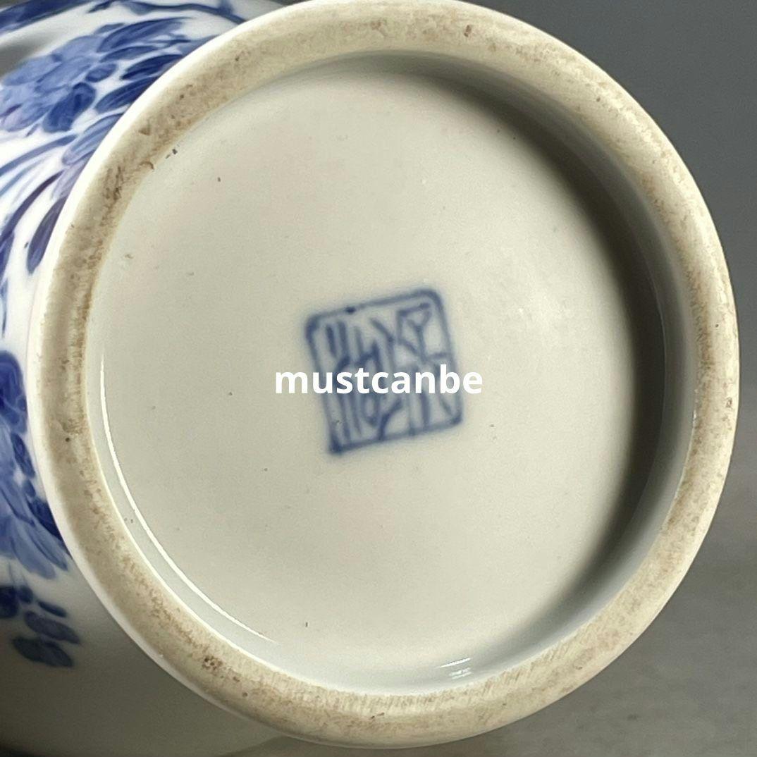 青花花将軍壺 景徳鎮 陶磁器 装飾品 現代工芸品 美術品 置物