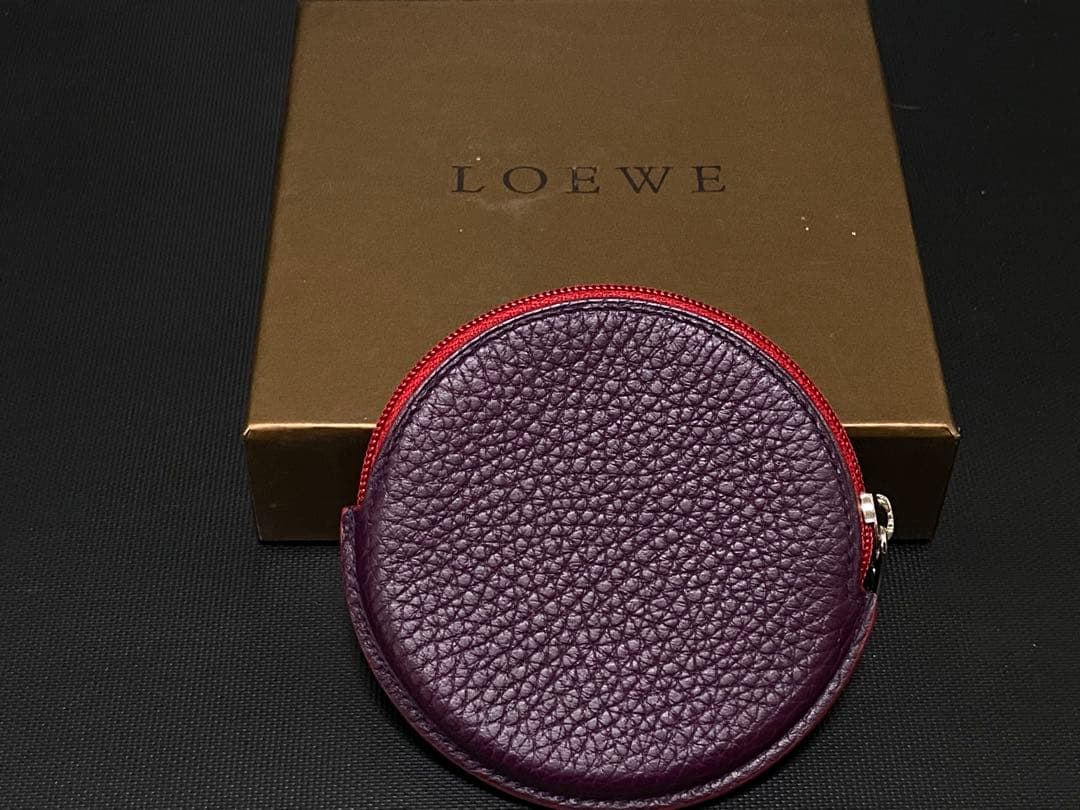 未使用 ロエベ アナグラム アマソナ クッキー ケース 小銭入れ レザー紫