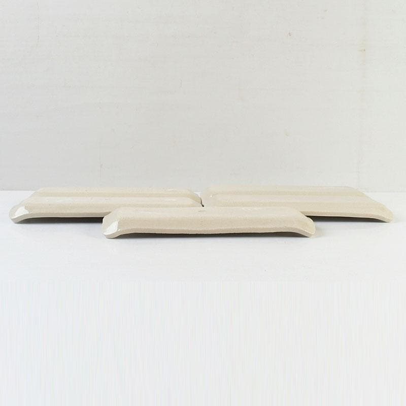 和食器　茶懐石　瀬戸焼　葵窯　灰釉長皿　五客　共布共箱　V　9584