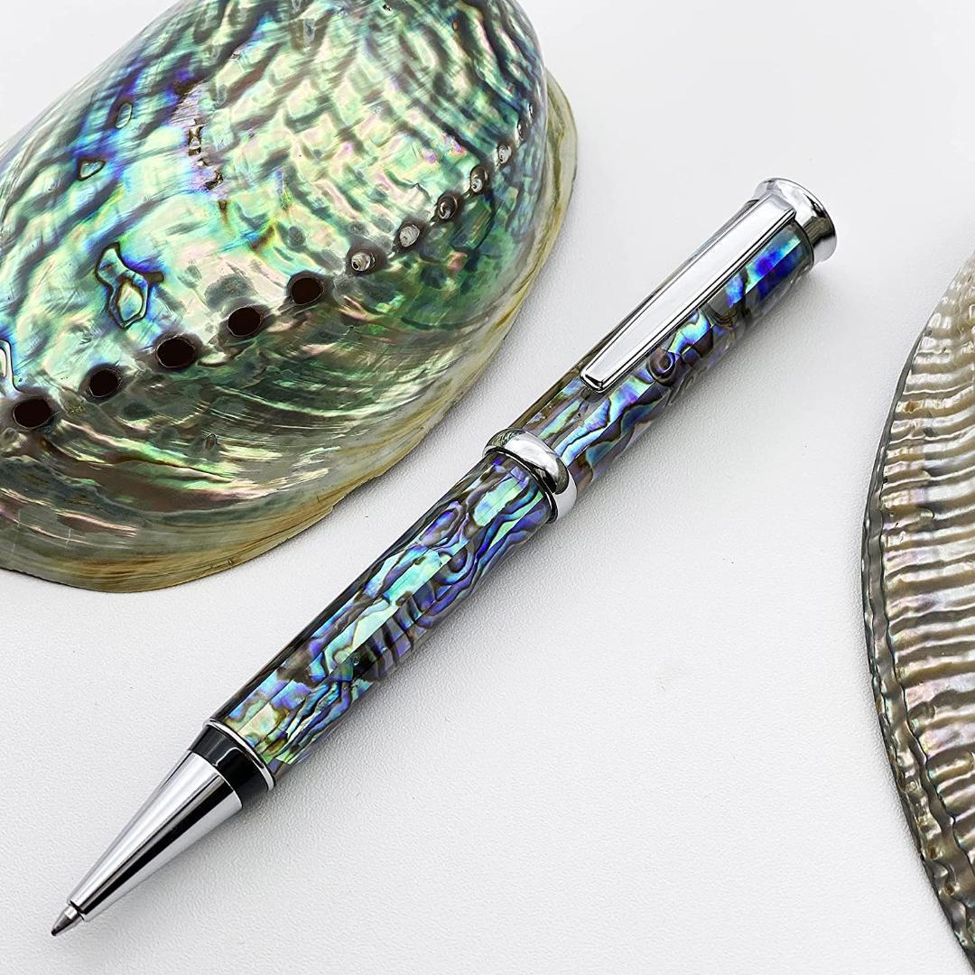 匿名配送　LACHIEVA LUX高級筆記具 天然貝殻 鮑 アワビ油性ボールペン