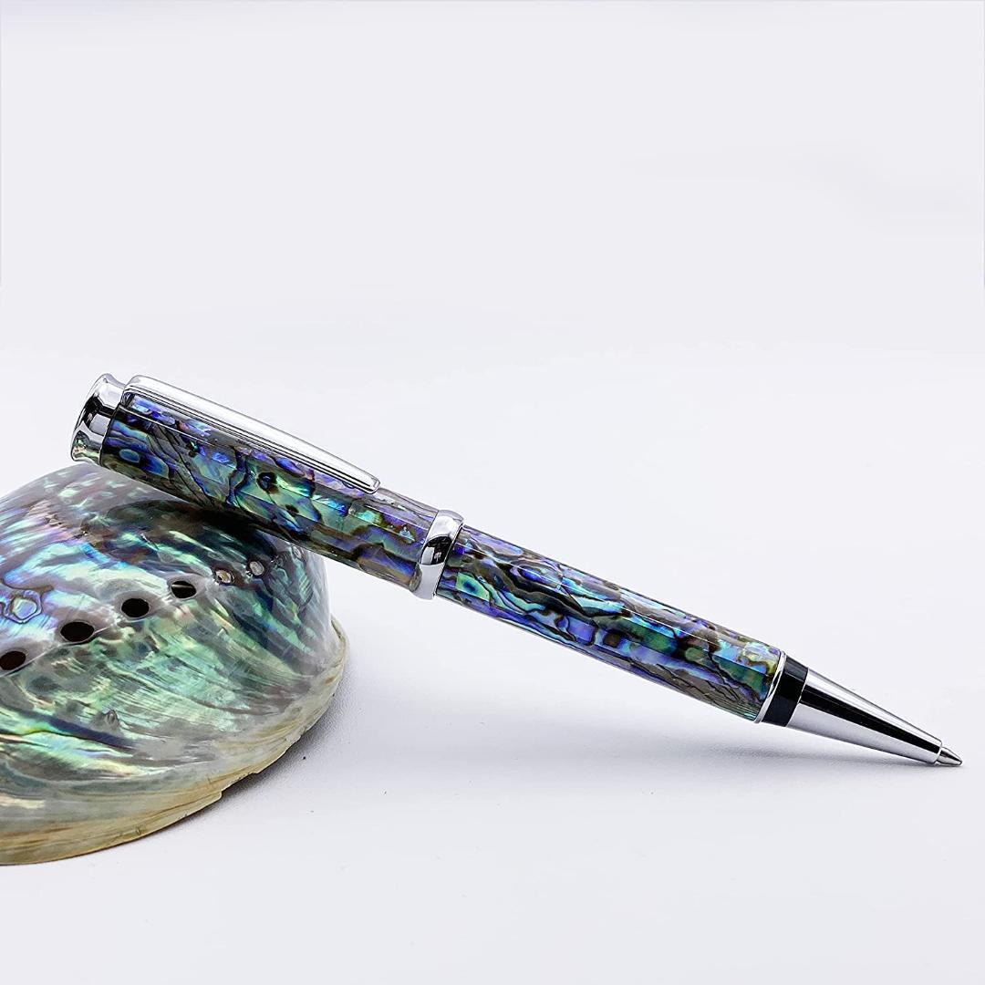 匿名配送　LACHIEVA LUX高級筆記具 天然貝殻 鮑 アワビ油性ボールペン