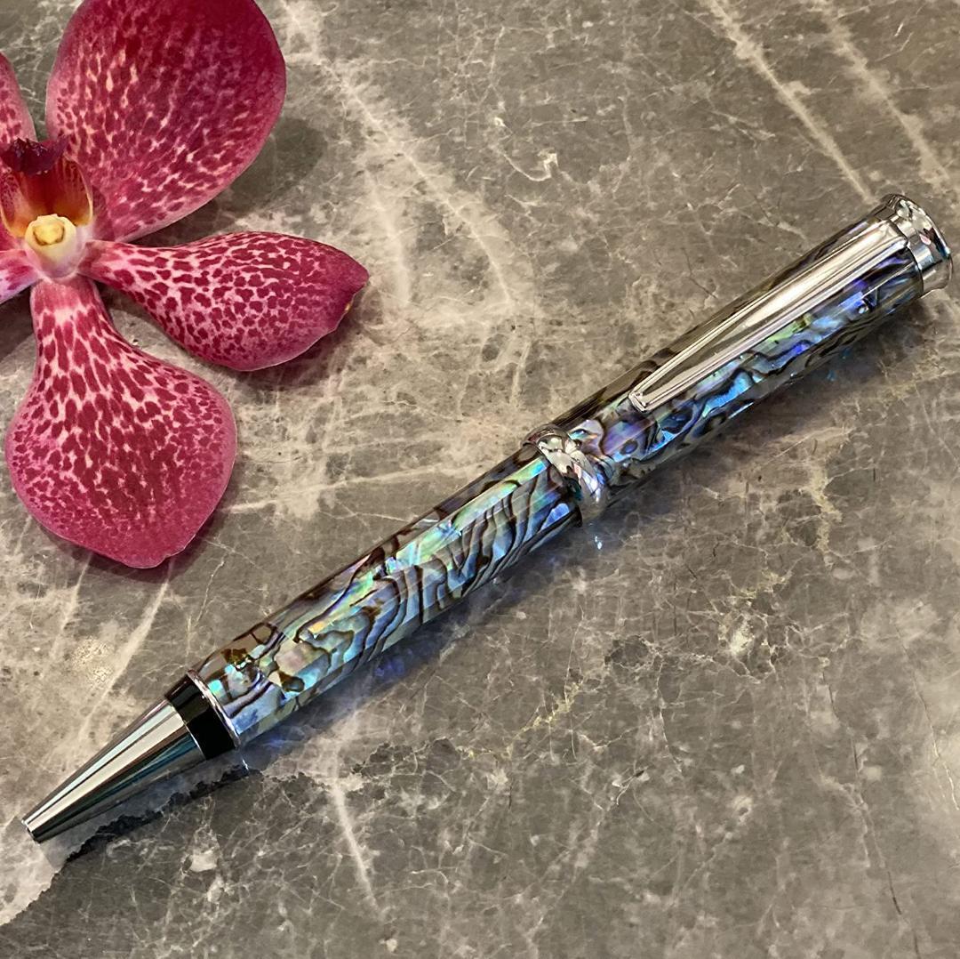 匿名配送　LACHIEVA LUX高級筆記具 天然貝殻 鮑 アワビ油性ボールペン