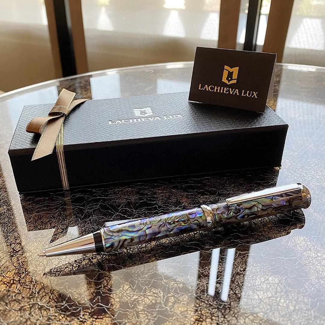 匿名配送　LACHIEVA LUX高級筆記具 天然貝殻 鮑 アワビ油性ボールペン