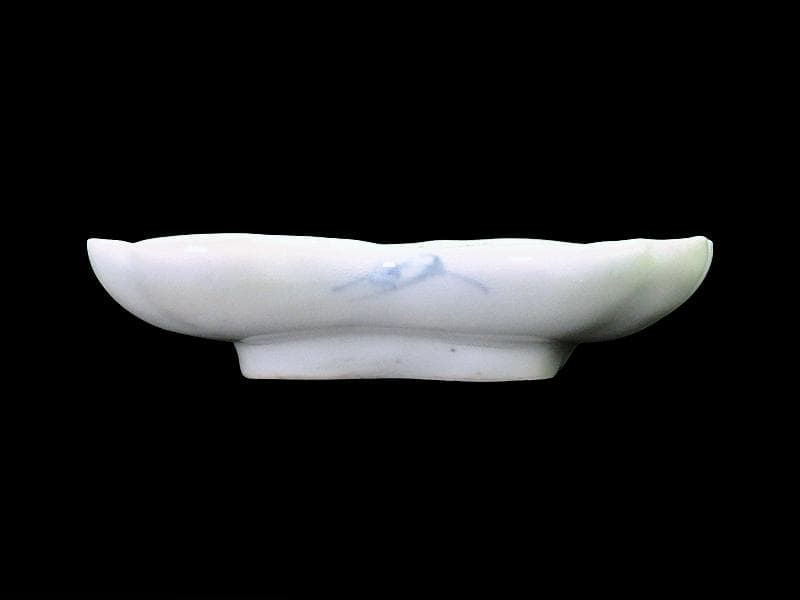 古伊万里　染付　型刷印判　幾何学文様の図　変形皿　江戸期C449 AS-CWe