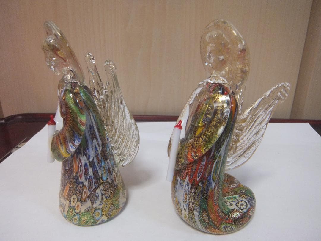 ベネチアングラス、飾り物、天使、ペアー
