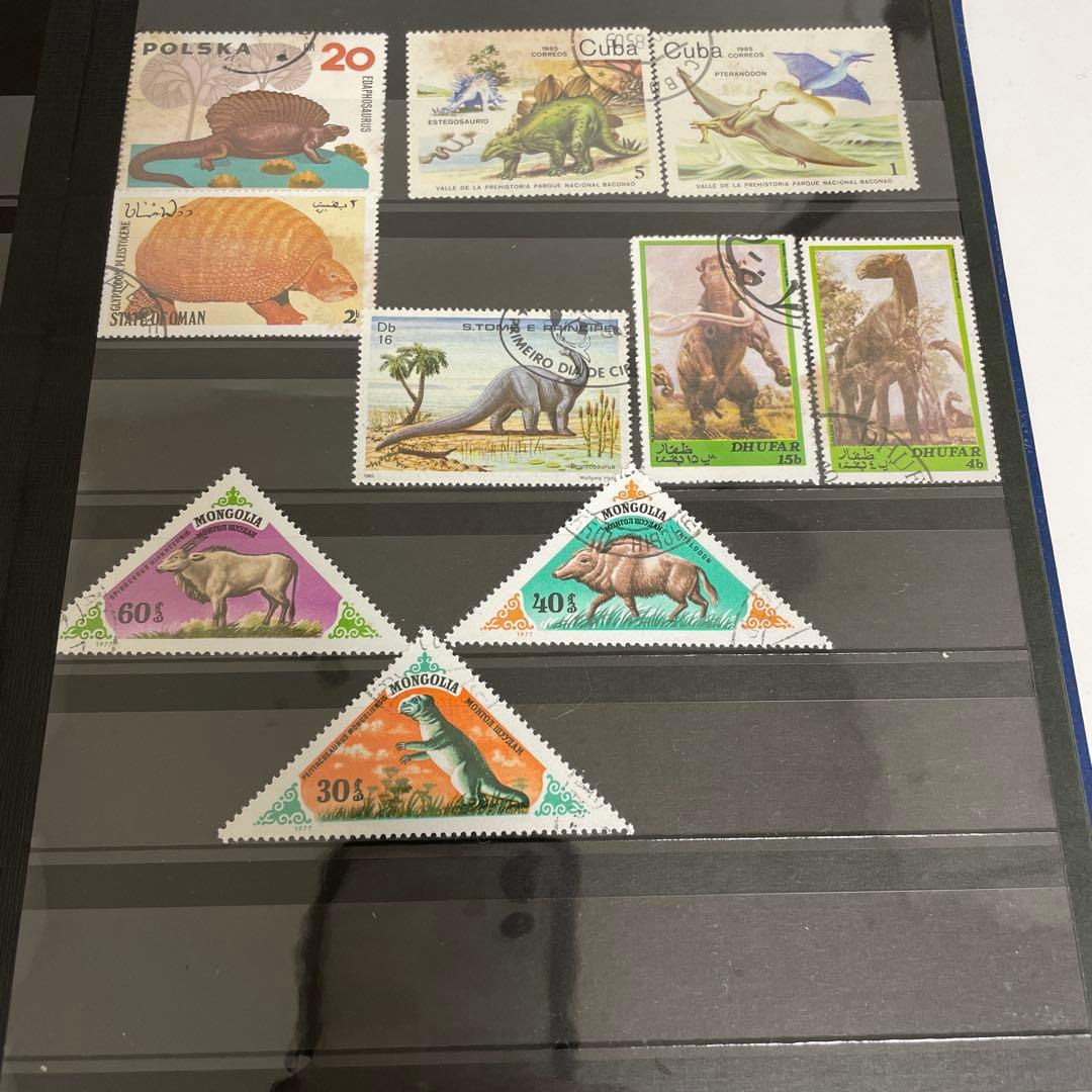 外国切手 機関車 車 船 恐竜 古代動物 100枚以上セット