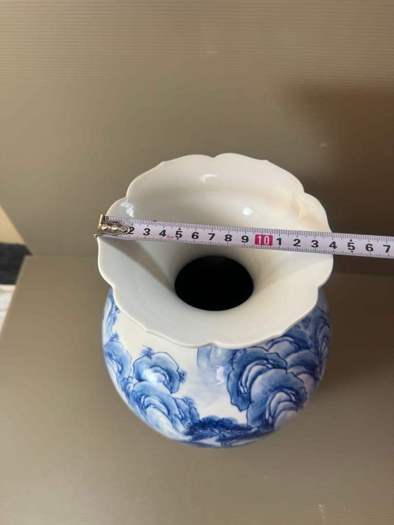 2902 松右衛門作　染付山水　花瓶　35cm