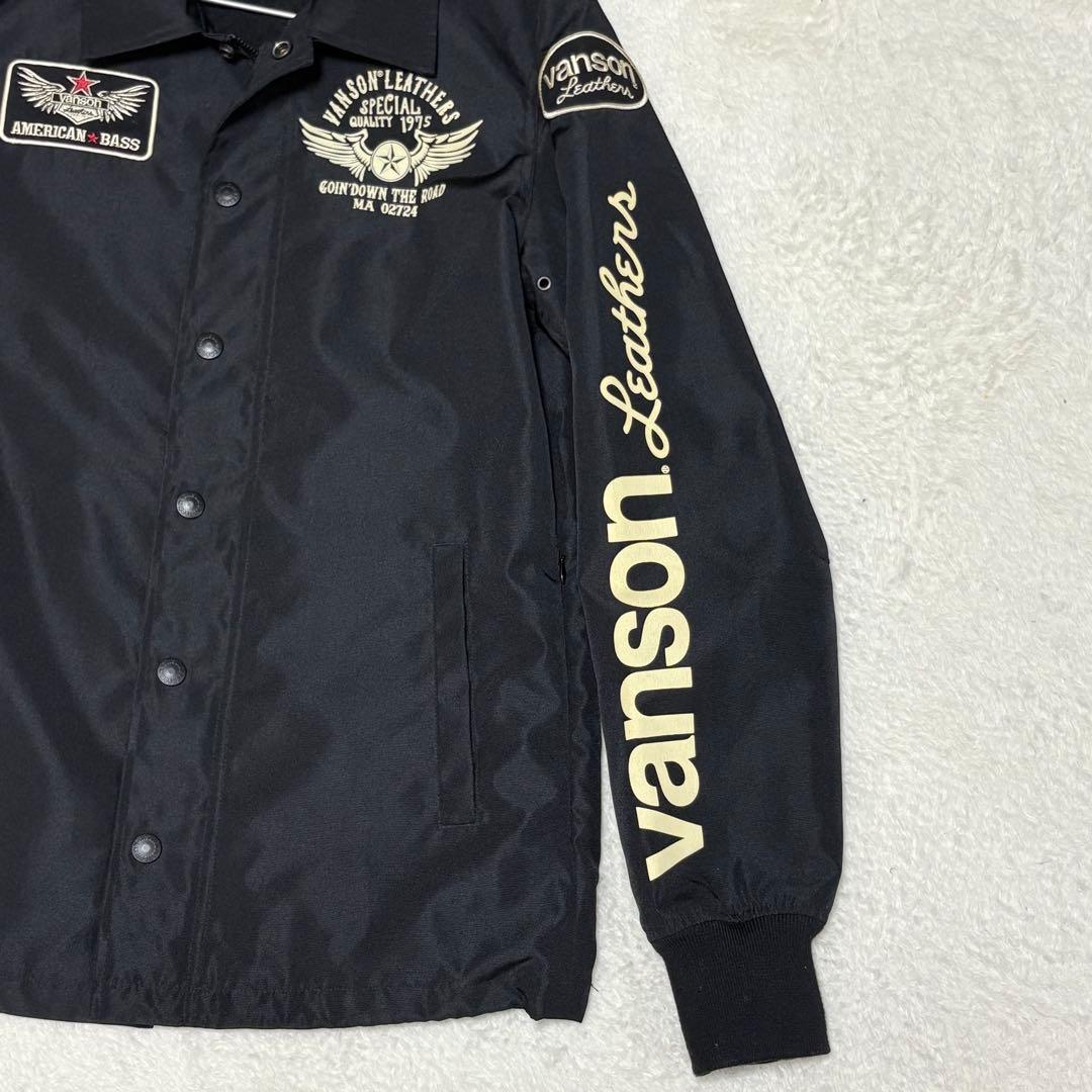 VANSON × AMERICAN BASS ナイロン コーチジャケット 黒