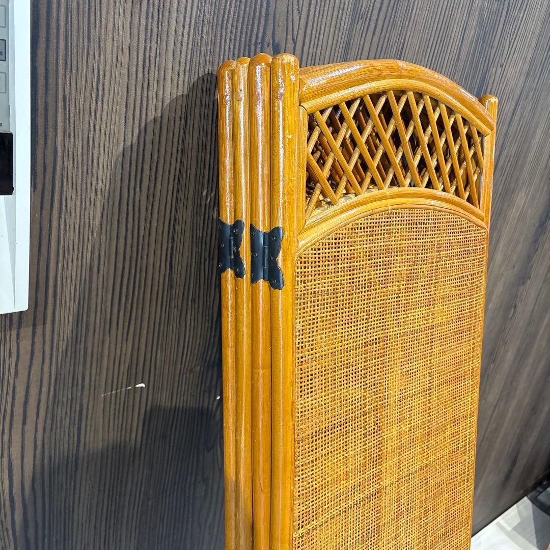 籐 ラタン 4連パーテーション 昭和レトロ 籐　間仕切り　衝立
