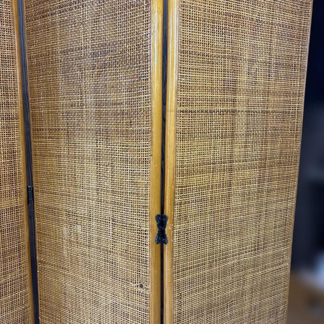 籐 ラタン 4連パーテーション 昭和レトロ 籐　間仕切り　衝立