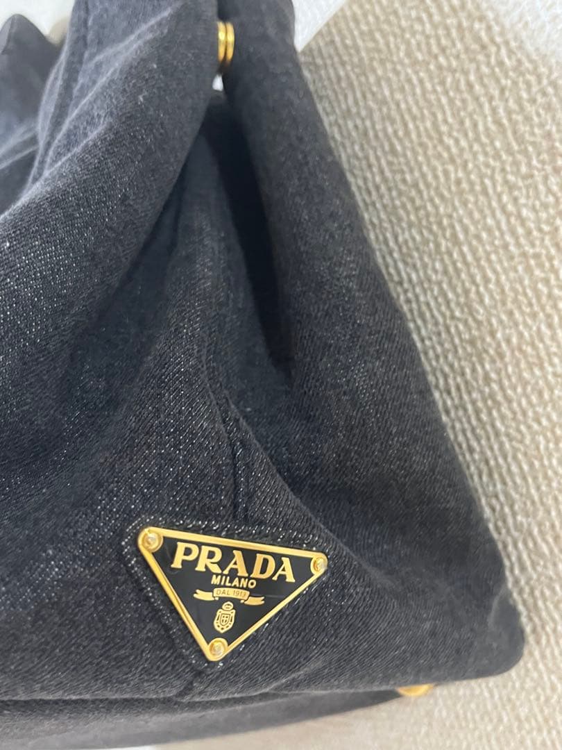 プラダ PRADA カナパ トートバッグ L ブラックデニム