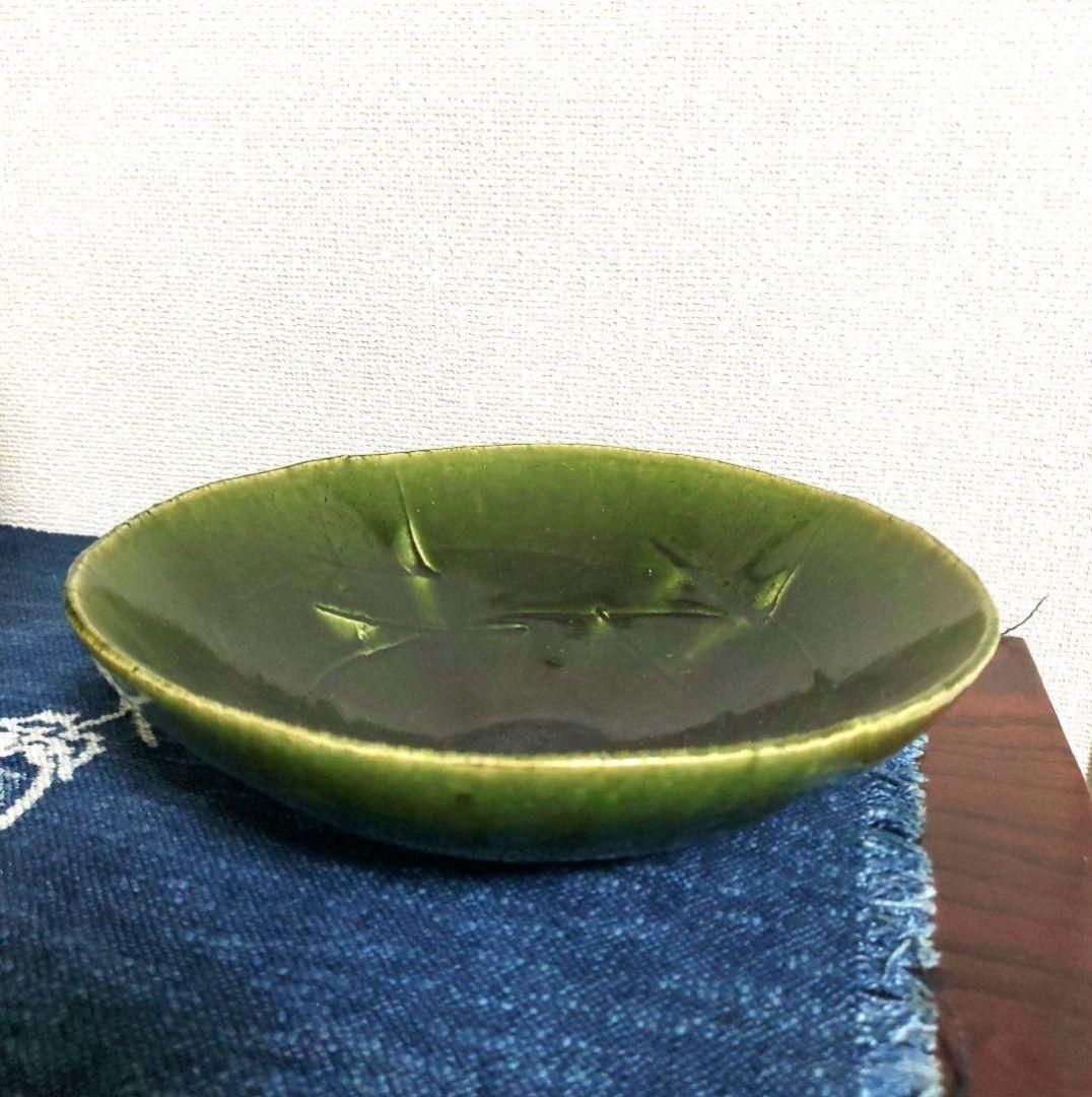 織部焼■大皿　深鉢　深皿　盛鉢　盛付け　盛皿　深鉢皿　グリーン　作家物　花器