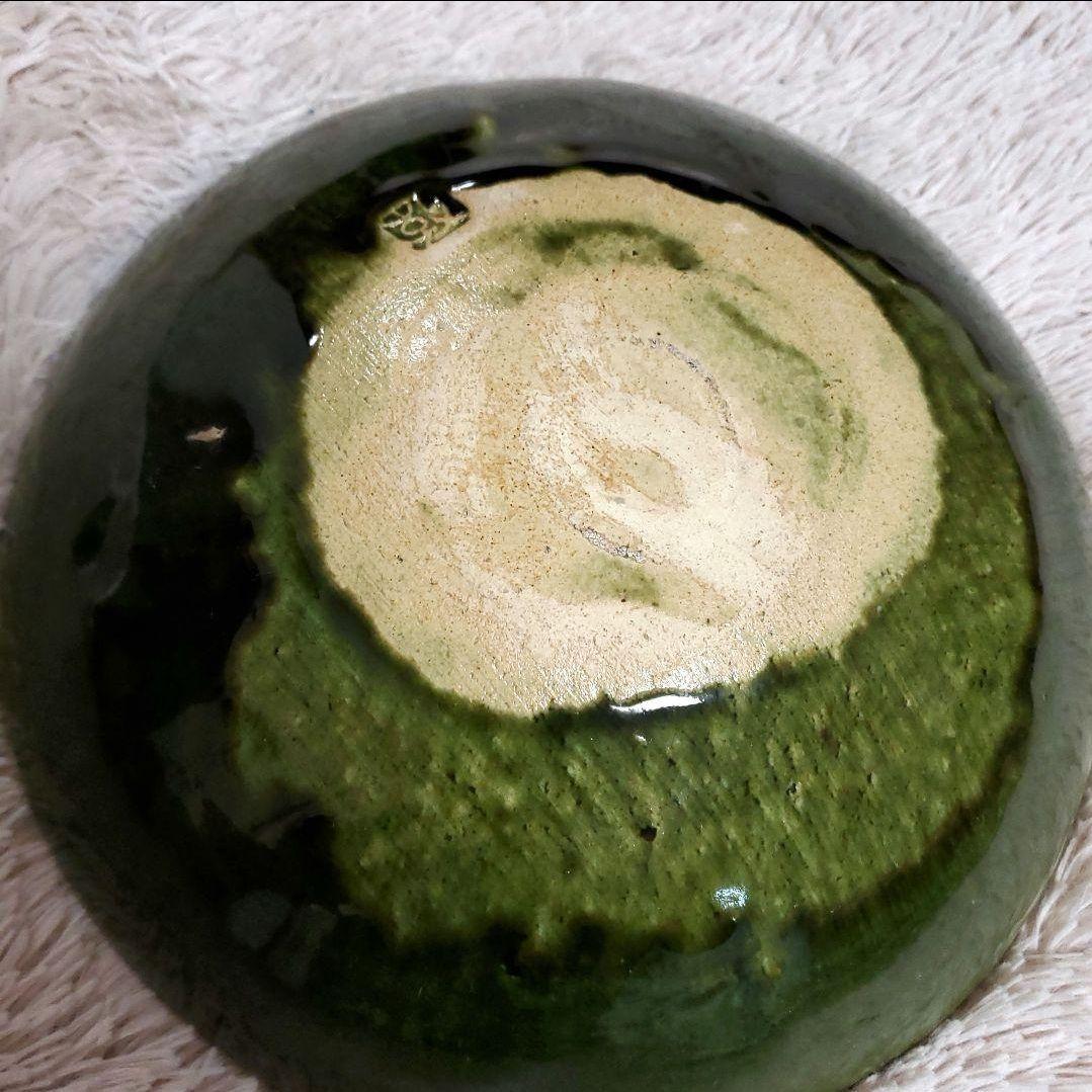 織部焼■大皿　深鉢　深皿　盛鉢　盛付け　盛皿　深鉢皿　グリーン　作家物　花器