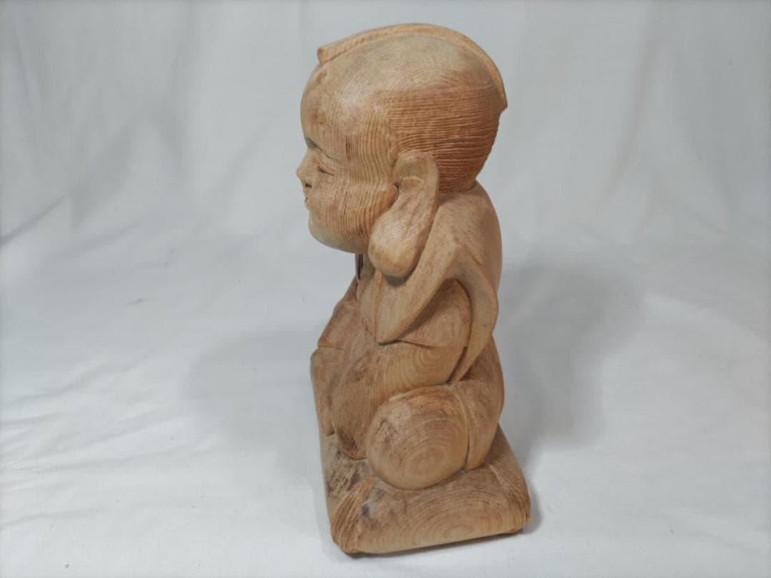 【福助】商売繁盛、縁起物木彫り彫刻　高さ25ｃｍ（ 値下げです！）