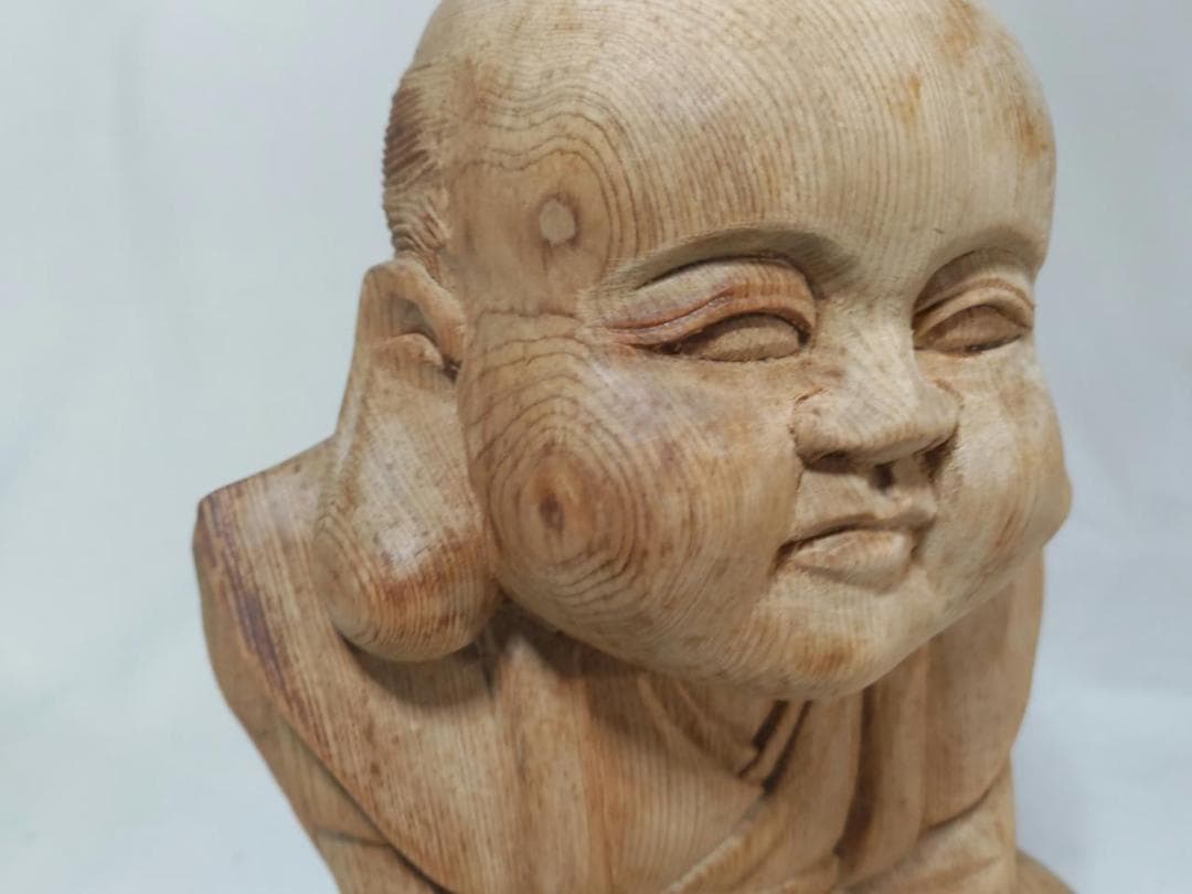 【福助】商売繁盛、縁起物木彫り彫刻　高さ25ｃｍ（ 値下げです！）