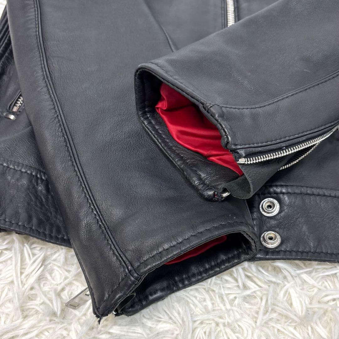 メカサイズ！XXL！ ディーゼル ラムレザー シングル ライダースジャケット 黒