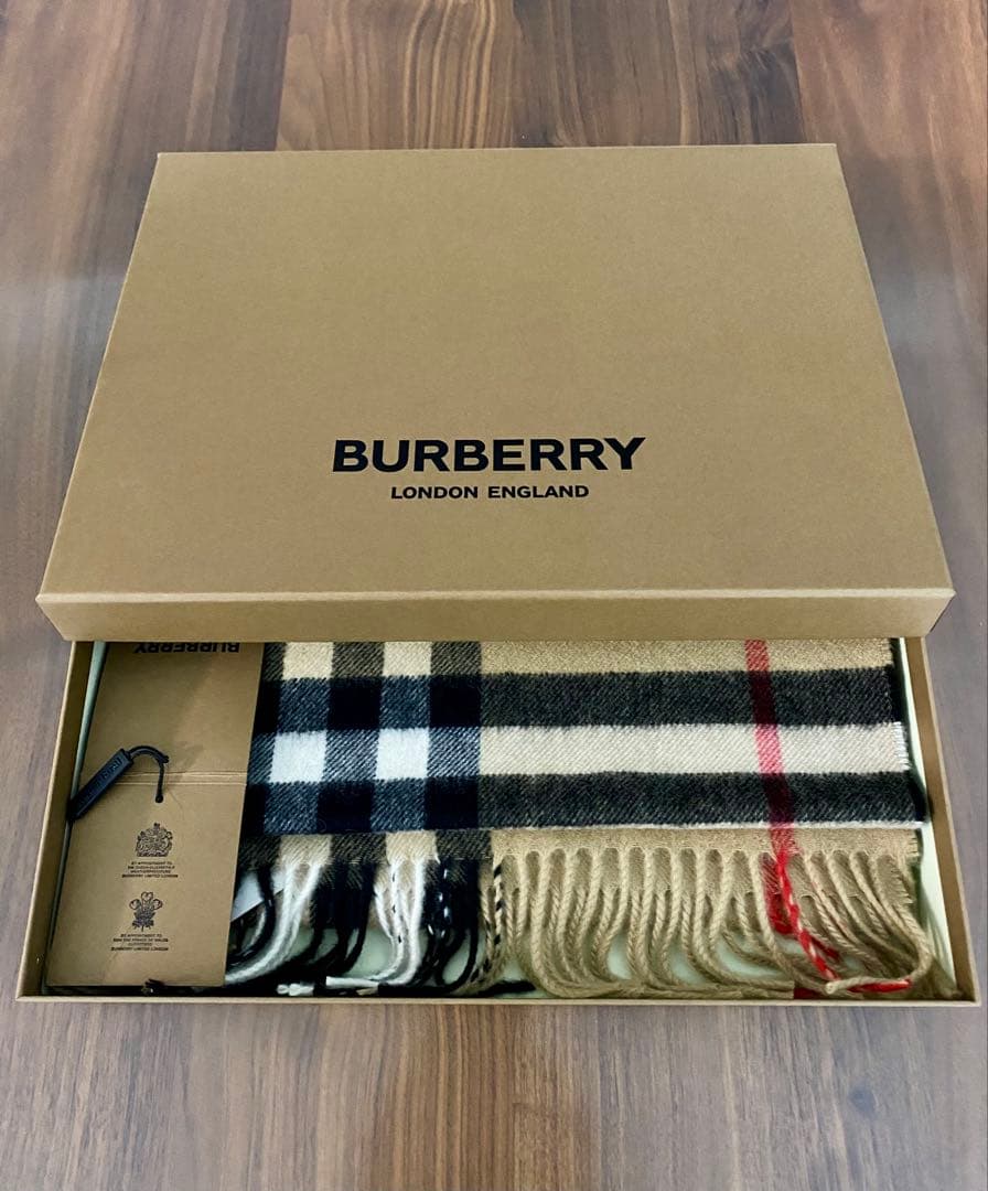 新品！BURBERRYバーバリー カシミヤ100% チェックマフラー ベージュ