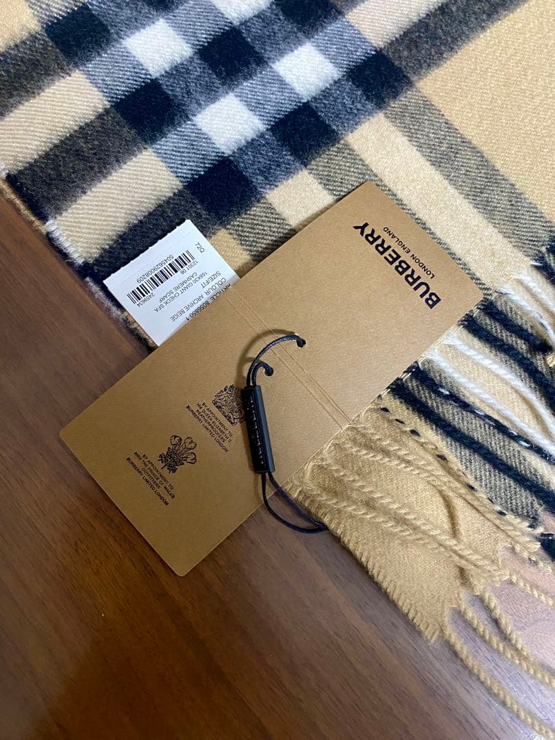 新品！BURBERRYバーバリー カシミヤ100% チェックマフラー ベージュ
