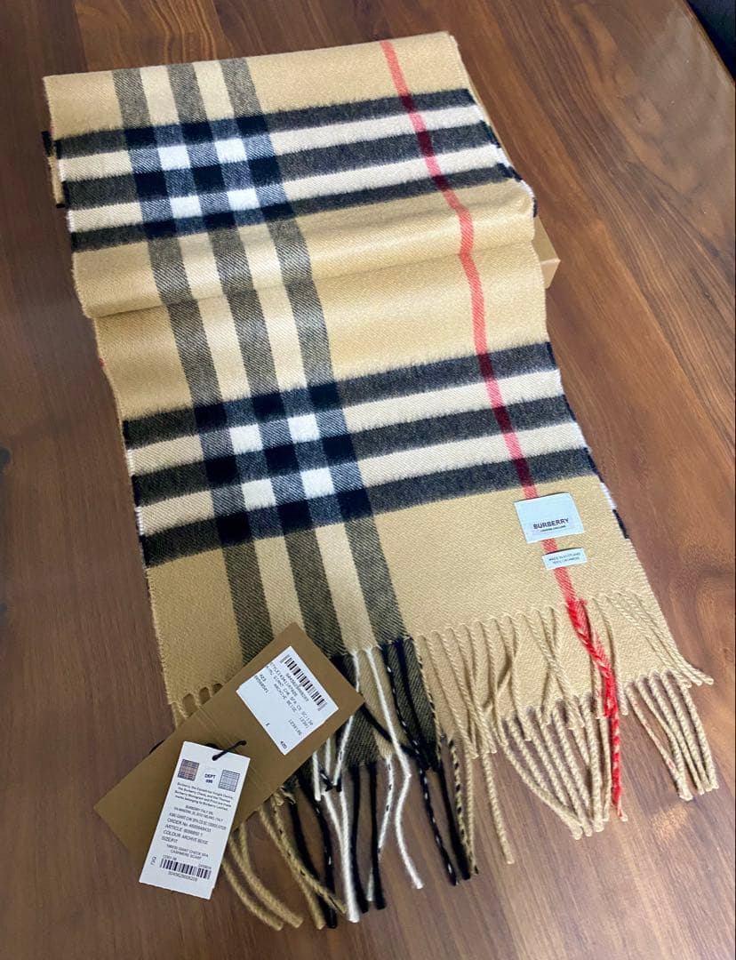 新品！BURBERRYバーバリー カシミヤ100% チェックマフラー ベージュ