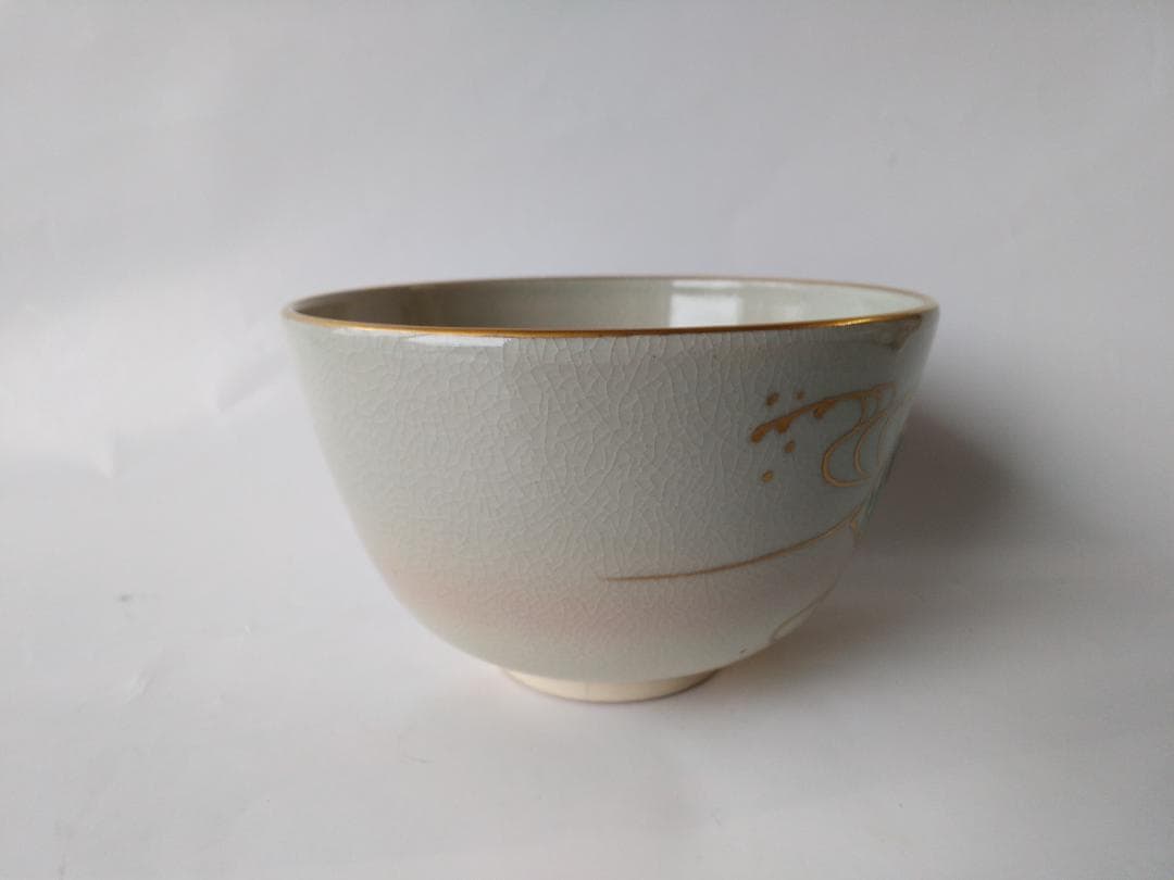 京焼 松香窯 加藤松香 作 仁清 扇面流し 共箱 茶道具 抹茶碗 新品 未使用