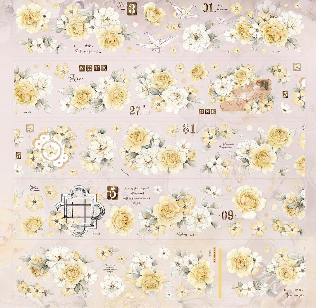 ⭐️SALE⭐️小白家文創《黄玫瑰》海外マスキングテープ マステ 【2745】