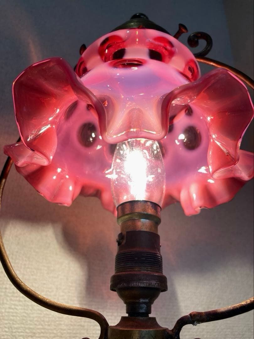 （専用）フェントン　1940年　オパールセント　ランプシェード　ドット