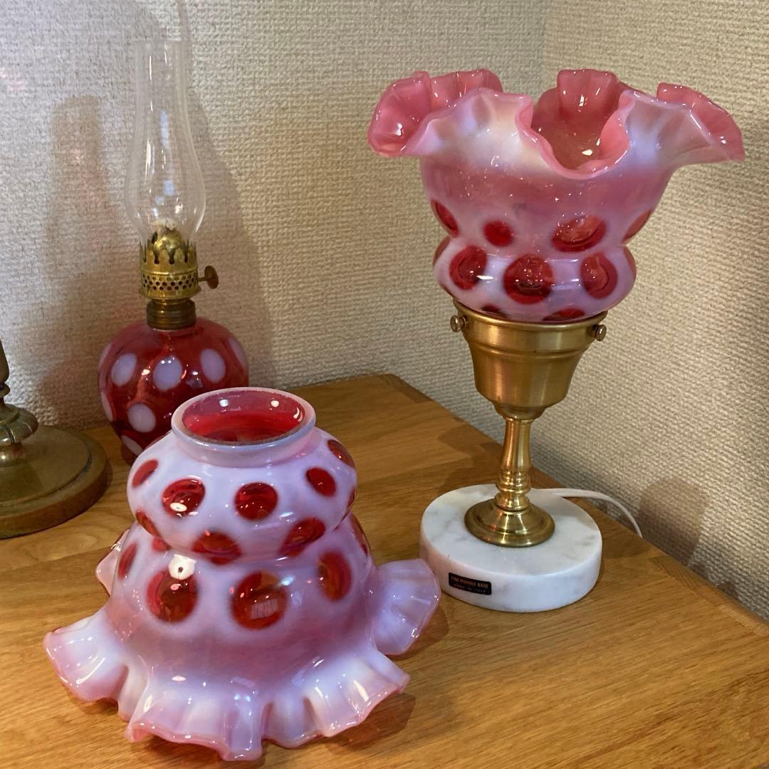 （専用）フェントン　1940年　オパールセント　ランプシェード　ドット