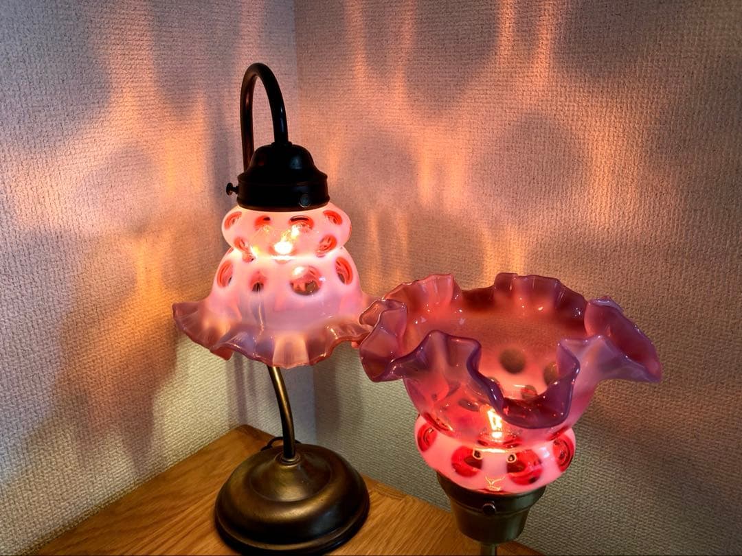 （専用）フェントン　1940年　オパールセント　ランプシェード　ドット