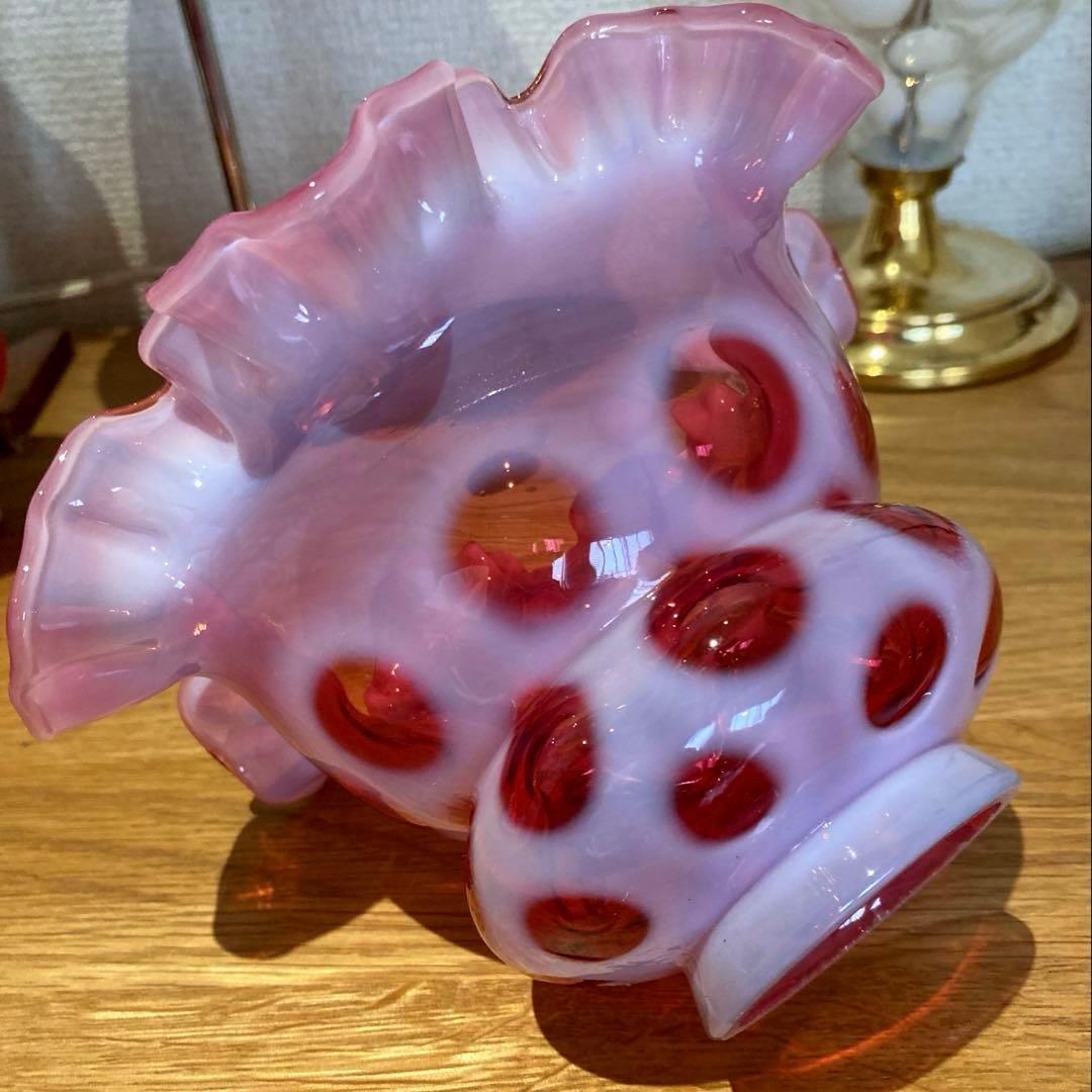 （専用）フェントン　1940年　オパールセント　ランプシェード　ドット