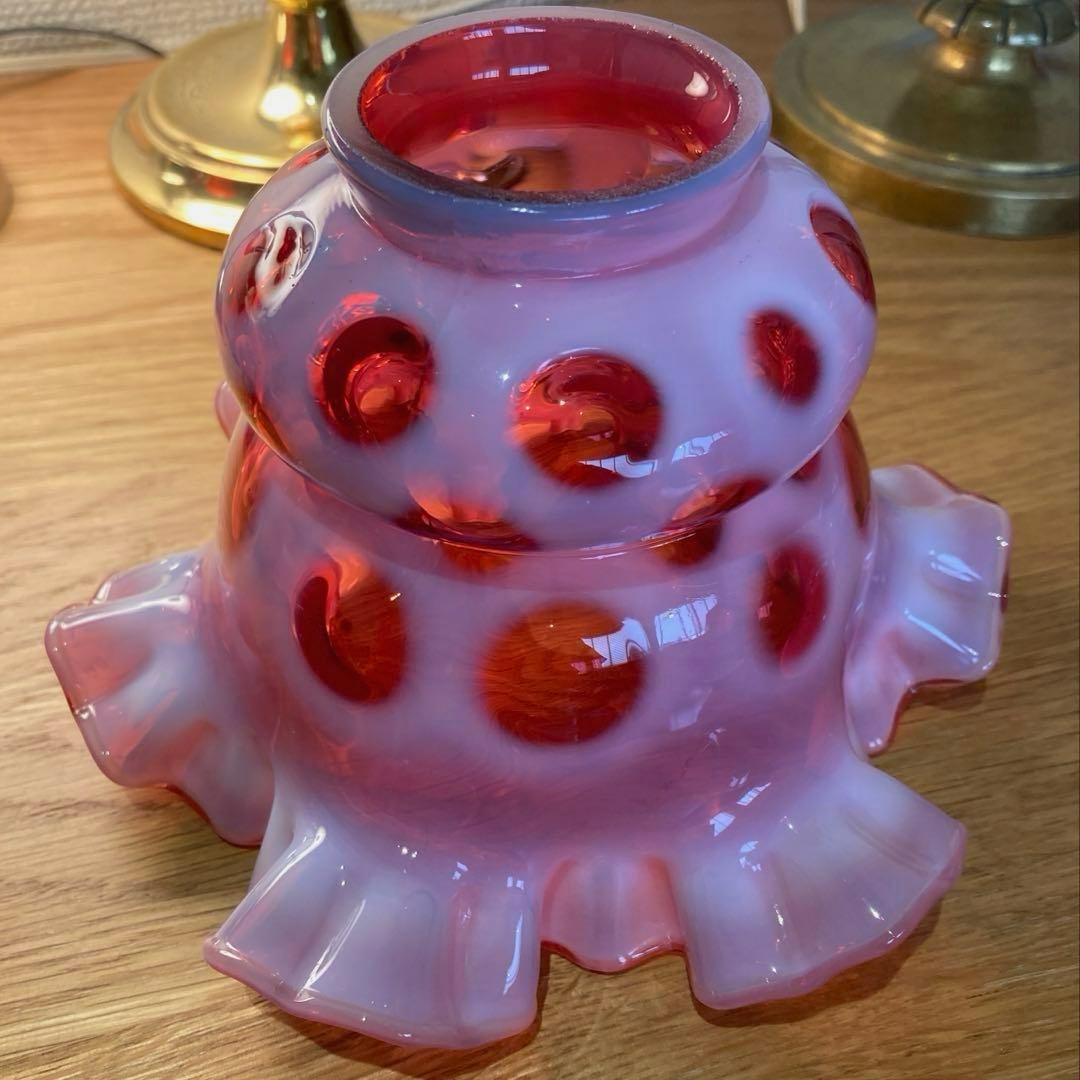 （専用）フェントン　1940年　オパールセント　ランプシェード　ドット