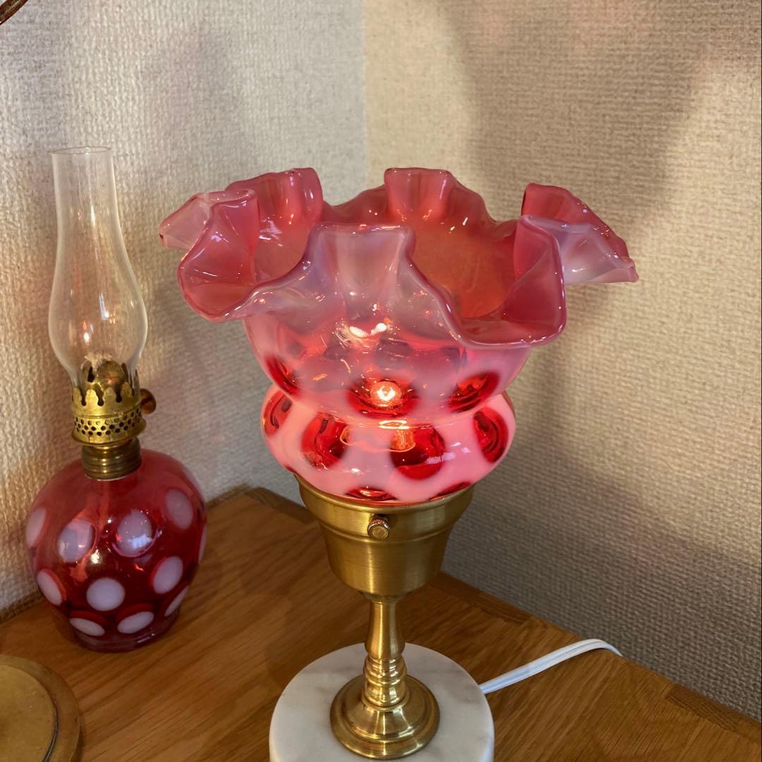 （専用）フェントン　1940年　オパールセント　ランプシェード　ドット