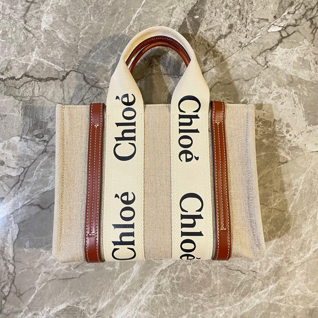 ✨美品✨Chloe リネン製WOODYスモールトートバッグ 正規品 即購入OK