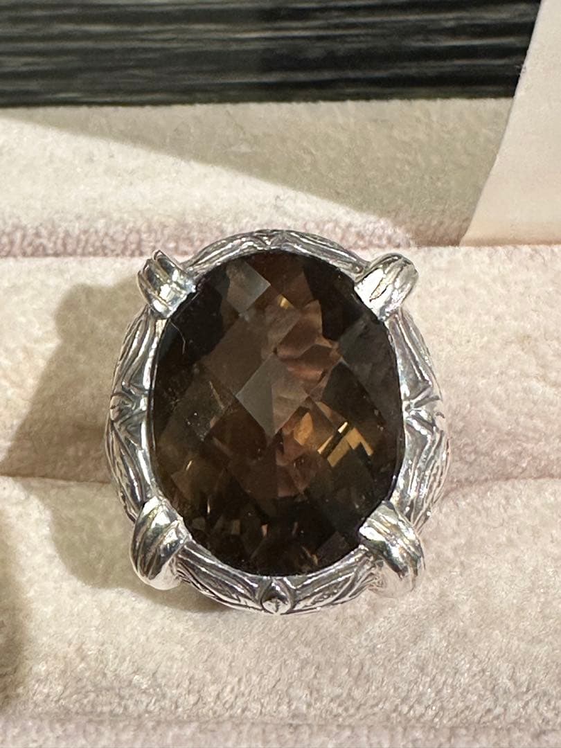 スティーブンデュエック　美しい大粒 煙水晶のヴィンテージリング　シルバー