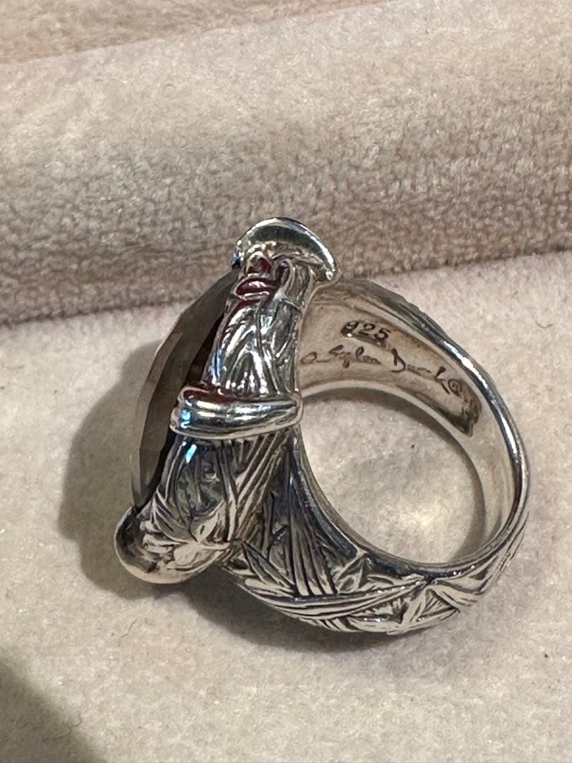 スティーブンデュエック　美しい大粒 煙水晶のヴィンテージリング　シルバー