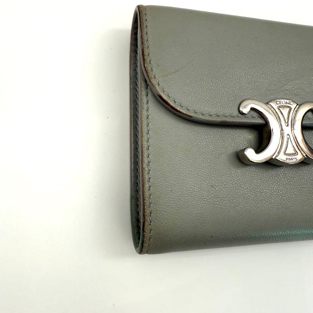 セリーヌCELINE トリオンフ スモールトリフォールド 3つ折り財布 グレー