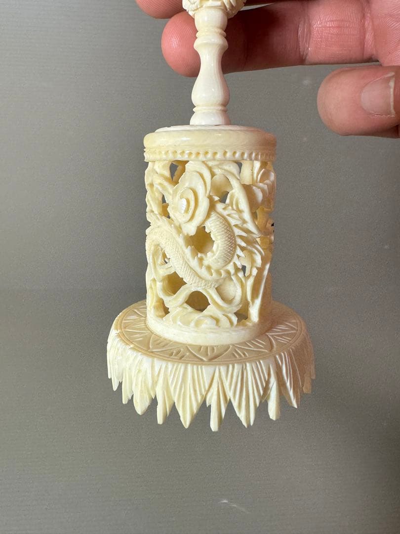 2735 天球儀　 龍文　彫刻 置物 層球 美術品 透し彫り細工 中国美術