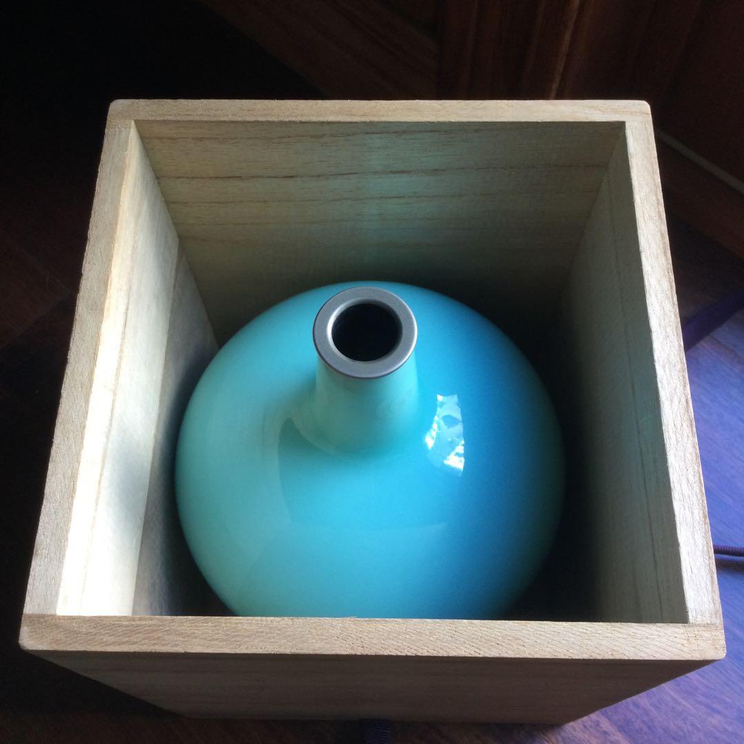 安藤七宝店製、青玉釉唐草文花瓶、一輪挿し、箱付き