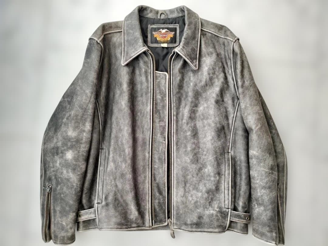 Harley Davidson シングルライダースジャケット グレー