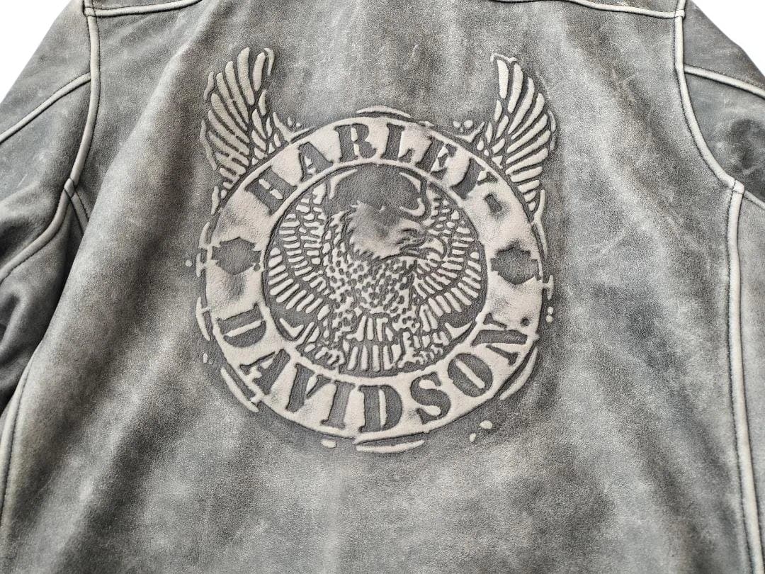 Harley Davidson シングルライダースジャケット グレー