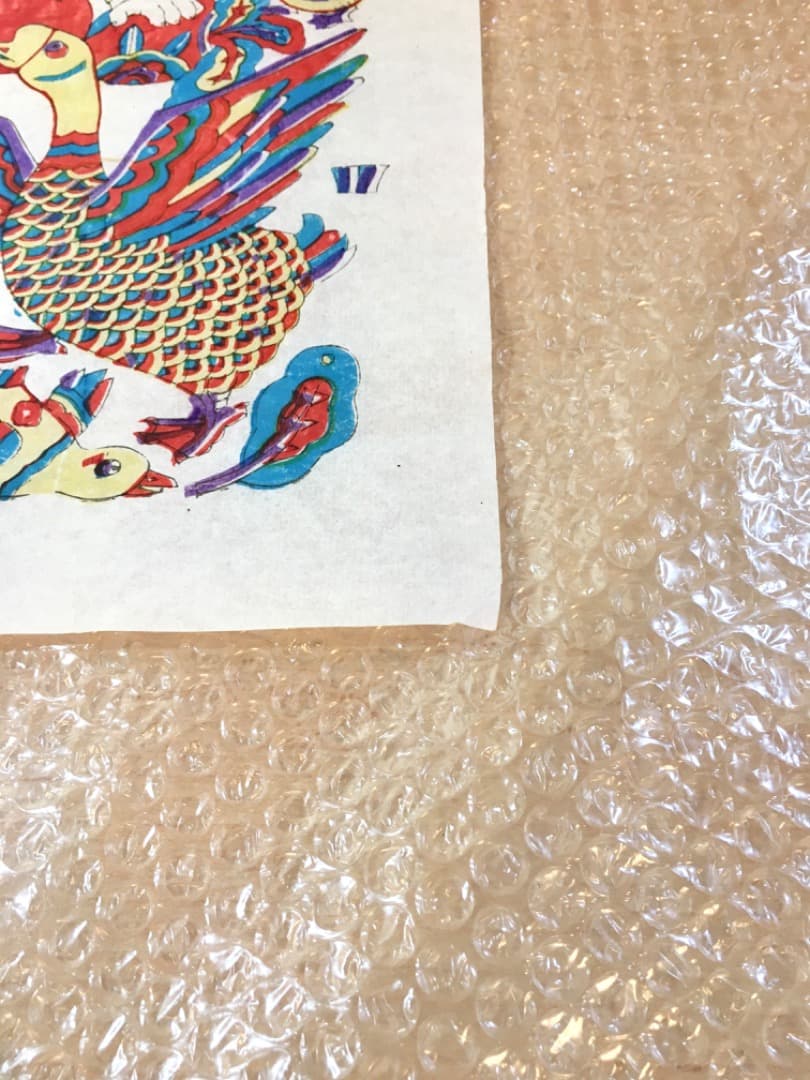 【縁起物】動物と少女の色鮮やかな版画　版画 中国 年画 春節 節句 旧正月