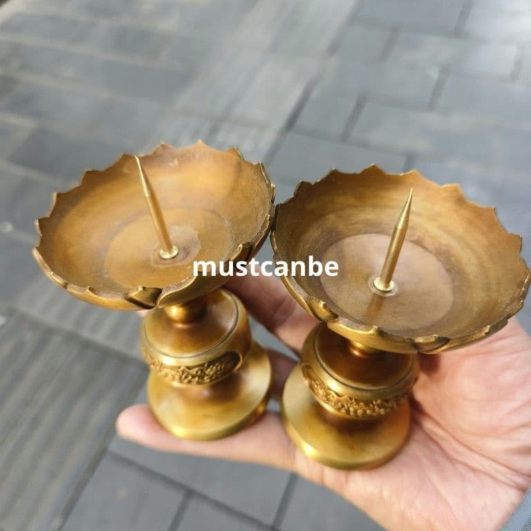 銅製 燭台 仏堂 仏具 工芸品 置物