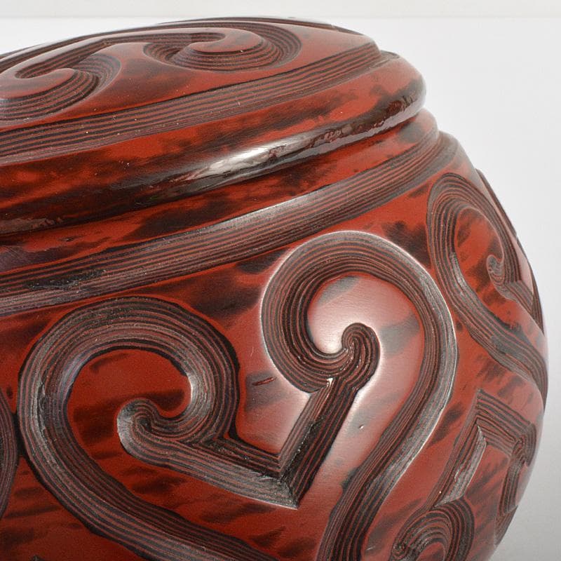 囲碁　碁石　瑪瑙碁石　約6mm　堆朱　倶利　剔犀碁笥　一套　在銘　U　R6799