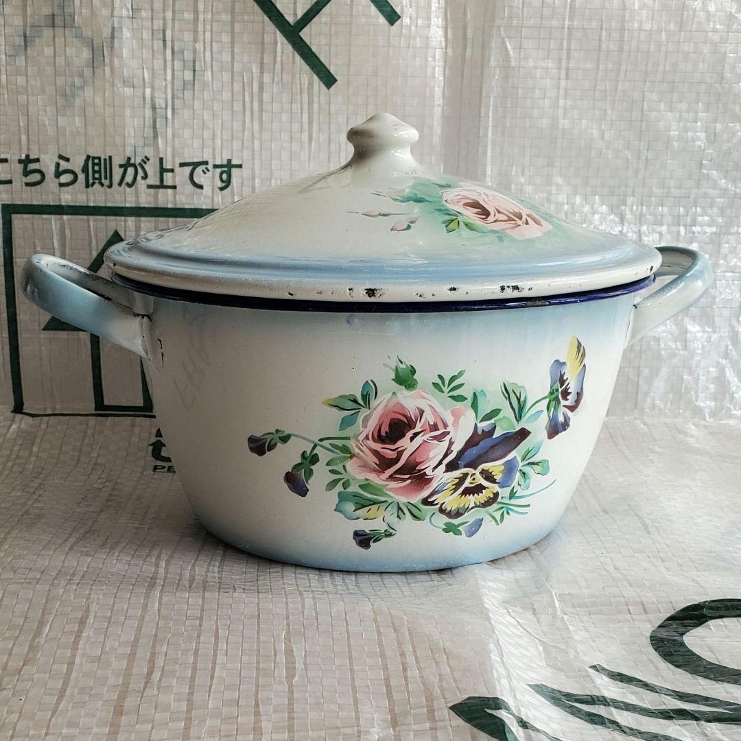 フランス　アンティーク　ホーロー　キャセロール